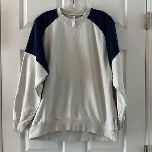 Fabletics (S) Bone & Navy crewneck sweatshirt.